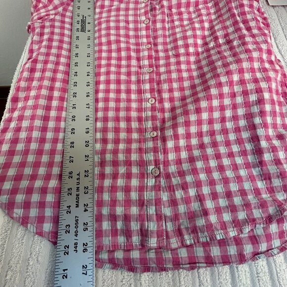 Pilcro Womens Pink & White Gingham Plaid Button-Up Shirt Medium Long Sleeve Top - Picture 7 of 7